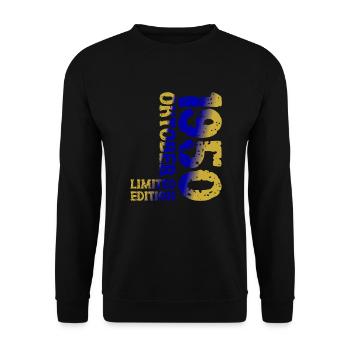 1950 Oktober Limited Edition 73. Geburtstag Deko - Unisex Pullover - Schwarz - Vorne - Alina (178cm) & Michal (187cm)