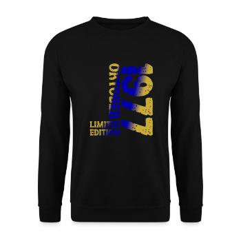 1977 Oktober Limited Edition 46. Geburtstag Deko - Unisex Pullover - Schwarz - Vorne - Alina (178cm) & Michal (187cm)
