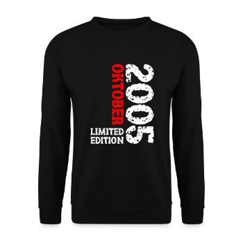 2005 Oktober Limited Edition 18. Geburtstag Deko - Unisex Pullover - Schwarz - Vorne - Alina (178cm) & Michal (187cm)
