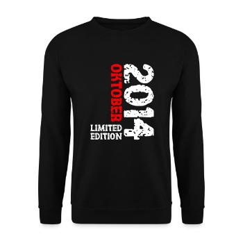 2014 Oktober Limited Edition 9. Geburtstag Deko - Unisex Pullover - Schwarz - Vorne - Alina (178cm) & Michal (187cm)