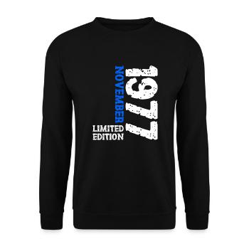 1977 November Limited Edition 46. Geburtstag Deko - Unisex Pullover - Schwarz - Vorne - Alina (178cm) & Michal (187cm)