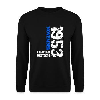 1953 November Limited Edition 70. Geburtstag Deko - Unisex Pullover - Schwarz - Vorne - Alina (178cm) & Michal (187cm)