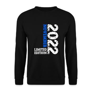 2022 November Limited Edition 1st Birthday Decoration - Unisex Sweatshirt - black - Front - Alina (178cm) & Michal (187cm)