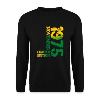 1975 November Limited Edition 48th Birthday Decoration - Unisex Sweatshirt - black - Front - Alina (178cm) & Michal (187cm)