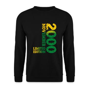 2000 November Limited Edition 23. Geburtstag Deko - Unisex Pullover - Schwarz - Vorne - Alina (178cm) & Michal (187cm)