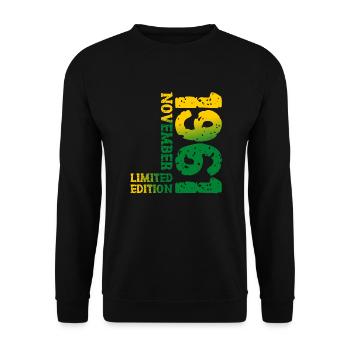1961 November Limited Edition 62nd Birthday Decoration - Unisex Sweatshirt - black - Front - Alina (178cm) & Michal (187cm)