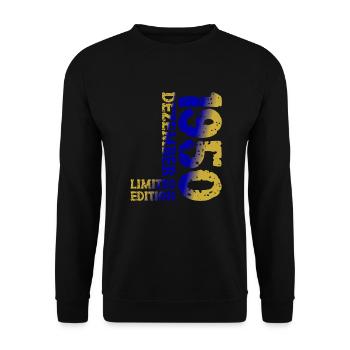 1950 Dezember Limited Edition 73. Geburtstag Deko - Unisex Pullover - Schwarz - Vorne - Alina (178cm) & Michal (187cm)