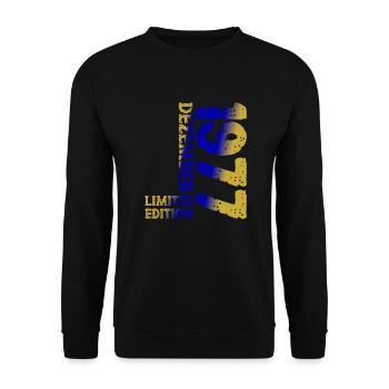 1977 Dezember Limited Edition 46. Geburtstag Deko - Unisex Pullover - Schwarz - Vorne - Alina (178cm) & Michal (187cm)