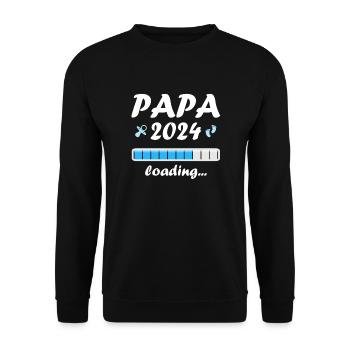 Papa 2024 Loading Vaterschaft Vater Werden Dad - Unisex Pullover - Schwarz - Vorne - Alina (178cm) & Michal (187cm)