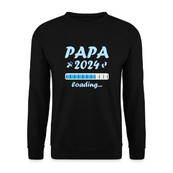 Papa 2024 Loading Vaterschaft Vater Werden Dad - Unisex Pullover - Schwarz - Vorne - Alina (178cm) & Michal (187cm)