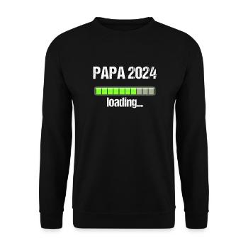 Papa 2024 Loading Vaterschaft Vater Werden Dad - Unisex Pullover - Schwarz - Vorne - Alina (178cm) & Michal (187cm)