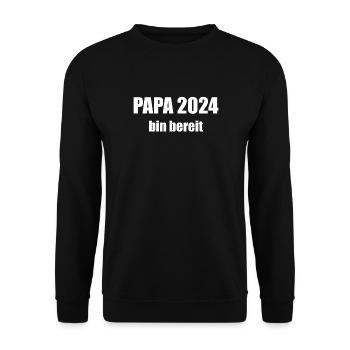 Papa 2024 Loading Vaterschaft Vater Werden Dad - Unisex Pullover - Schwarz - Vorne - Alina (178cm) & Michal (187cm)
