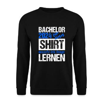 Bachelor 2024 Lange Genug Gelernt Lasst Uns Feiern - Unisex Pullover - Schwarz - Vorne - Alina (178cm) & Michal (187cm)