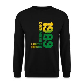 1989 December Limited Edition 34th Birthday Decoration - Unisex Sweatshirt - black - Front - Alina (178cm) & Michal (187cm)