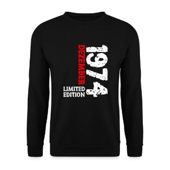 1974 Dezember Limited Edition 49. Geburtstag Deko - Unisex Pullover - Schwarz - Vorne - Alina (178cm) & Michal (187cm)