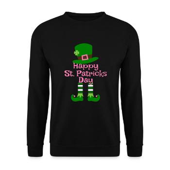 Accessoires de la Saint-Patrick, décoration de Shamrock d'irlande - Sweat-shirt Unisexe - noir - Devant - Alina (178cm) & Michal (187cm)