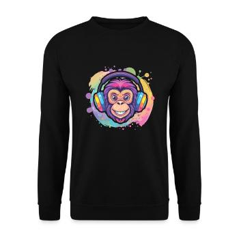 Singe Avec Casque Décoration Femme Cadeau Homme - Sweat-shirt Unisexe - noir - Devant - Alina (178cm) & Michal (187cm)