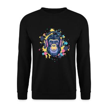 Singe Avec Casque Décoration Femme Cadeau Homme - Sweat-shirt Unisexe - noir - Devant - Alina (178cm) & Michal (187cm)