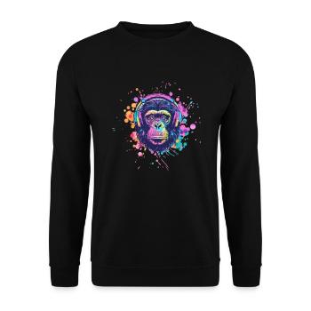Singe Avec Casque Décoration Femme Cadeau Homme - Sweat-shirt Unisexe - noir - Devant - Alina (178cm) & Michal (187cm)