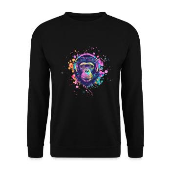 Singe Avec Casque Décoration Femme Cadeau Homme - Sweat-shirt Unisexe - noir - Devant - Alina (178cm) & Michal (187cm)