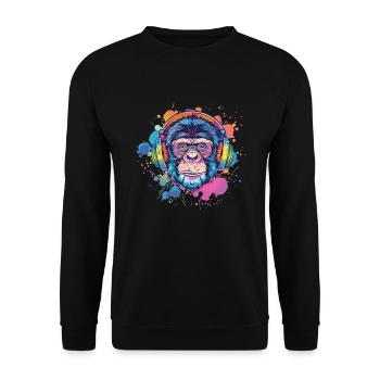 Singe Avec Casque Décoration Femme Cadeau Homme - Sweat-shirt Unisexe - noir - Devant - Alina (178cm) & Michal (187cm)