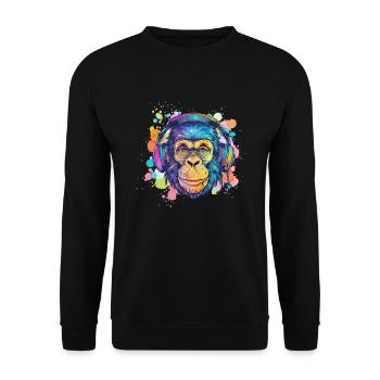 Singe Avec Casque Décoration Femme Cadeau Homme - Sweat-shirt Unisexe - noir - Devant - Alina (178cm) & Michal (187cm)