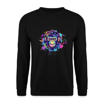 Singe Avec Casque Décoration Femme Cadeau Homme - Sweat-shirt Unisexe - noir - Devant - Alina (178cm) & Michal (187cm)