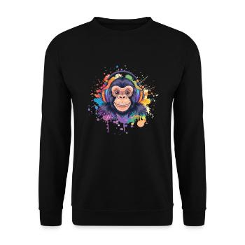 Singe Avec Casque Décoration Femme Cadeau Homme - Sweat-shirt Unisexe - noir - Devant - Alina (178cm) & Michal (187cm)