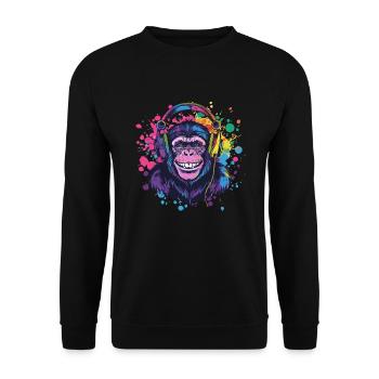 Singe Avec Casque Décoration Femme Cadeau Homme - Sweat-shirt Unisexe - noir - Devant - Alina (178cm) & Michal (187cm)