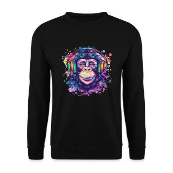Singe Avec Casque Décoration Femme Cadeau Homme - Sweat-shirt Unisexe - noir - Devant - Alina (178cm) & Michal (187cm)