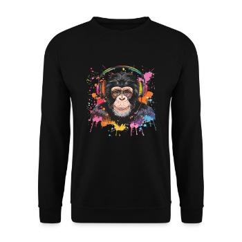 Singe Avec Casque Décoration Femme Cadeau Homme - Sweat-shirt Unisexe - noir - Devant - Alina (178cm) & Michal (187cm)