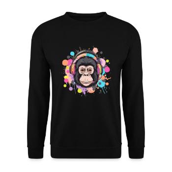 Singe avec casque Décoration femme Cadeau pour homme - Sweat-shirt Unisexe - noir - Devant - Alina (178cm) & Michal (187cm)