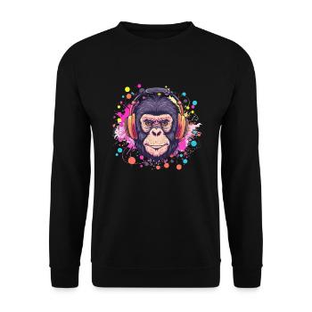 Singe Avec Casque Décoration Femme Cadeau Homme - Sweat-shirt Unisexe - noir - Devant - Alina (178cm) & Michal (187cm)
