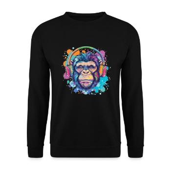 Singe Avec Casque Décoration Femme Cadeau Homme - Sweat-shirt Unisexe - noir - Devant - Alina (178cm) & Michal (187cm)