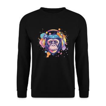 Singe Avec Casque Décoration Femme Cadeau Homme - Sweat-shirt Unisexe - noir - Devant - Alina (178cm) & Michal (187cm)
