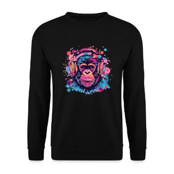 Singe Avec Casque Décoration Femme Cadeau Homme - Sweat-shirt Unisexe - noir - Devant - Alina (178cm) & Michal (187cm)