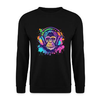 Singe avec casque Décoration femme Cadeau pour homme - Sweat-shirt Unisexe - noir - Devant - Alina (178cm) & Michal (187cm)