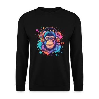 Singe avec casque Décoration femme Cadeau pour homme - Sweat-shirt Unisexe - noir - Devant - Alina (178cm) & Michal (187cm)