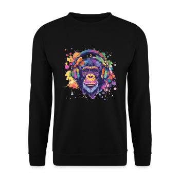 Singe avec casque Décoration femme Cadeau pour homme - Sweat-shirt Unisexe - noir - Devant - Alina (178cm) & Michal (187cm)