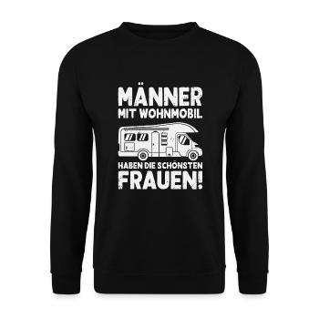 Männer mit Wohnmobil Camping Camper Campingmobil - Unisex Pullover - Schwarz - Vorne - Alina (178cm) & Michal (187cm)