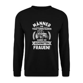 Landwirt Männer die Traktor fahren Bauer - Unisex Pullover - Schwarz - Vorne - Alina (178cm) & Michal (187cm)