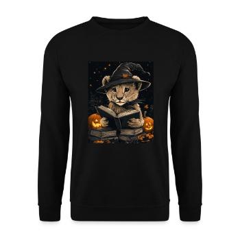 Halloween Gift Women Lion Men Kids Decoration - Unisex Sweatshirt - black - Front - Alina (178cm) & Michal (187cm)
