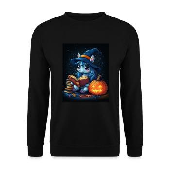 Cadeau d’Halloween Femmes Licorne Hommes Enfants - Sweat-shirt Unisexe - noir - Devant - Alina (178cm) & Michal (187cm)