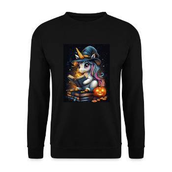 Cadeau d’Halloween Femmes Licorne Hommes Enfants - Sweat-shirt Unisexe - noir - Devant - Alina (178cm) & Michal (187cm)