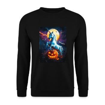 Cadeau d’Halloween Femmes Licorne Hommes Enfants - Sweat-shirt Unisexe - noir - Devant - Alina (178cm) & Michal (187cm)