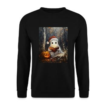 Halloween Gift Ghost with Christmas Hat Decoration - Unisex Sweatshirt - black - Front - Alina (178cm) & Michal (187cm)