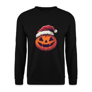 Halloween Gift Pumpkin with Santa Hat Decoration - Unisex Sweatshirt - black - Front - Alina (178cm) & Michal (187cm)