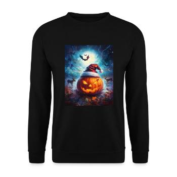 Halloween Gift Pumpkin with Santa Hat Decoration - Unisex Sweatshirt - black - Front - Alina (178cm) & Michal (187cm)