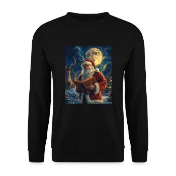 Weihnachtsmann Frauen Männer Kinder Weihnachten - Unisex Pullover - Schwarz - Vorne - Alina (178cm) & Michal (187cm)