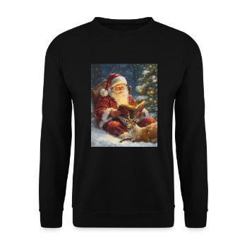 Weihnachtsmann Frauen Männer Kinder Weihnachten - Unisex Pullover - Schwarz - Vorne - Alina (178cm) & Michal (187cm)